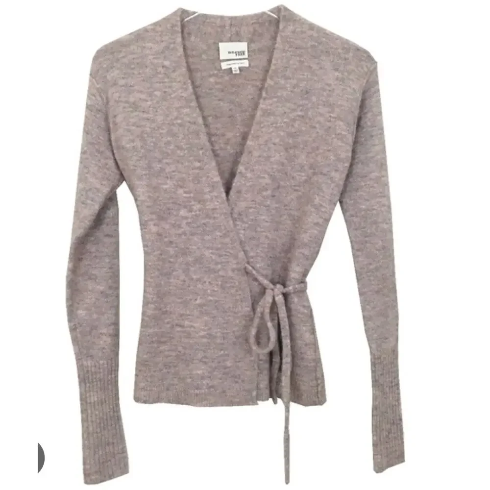 Wilfred Free GiGi Wrap Cardigan Pink Fuzzy Knit Long Sleeve Wool Alpaca Small S